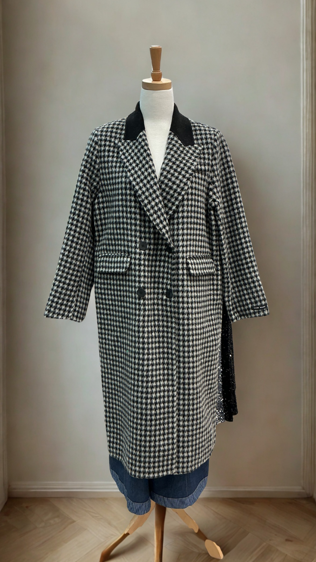 Stella Houndstooth Wool Coat