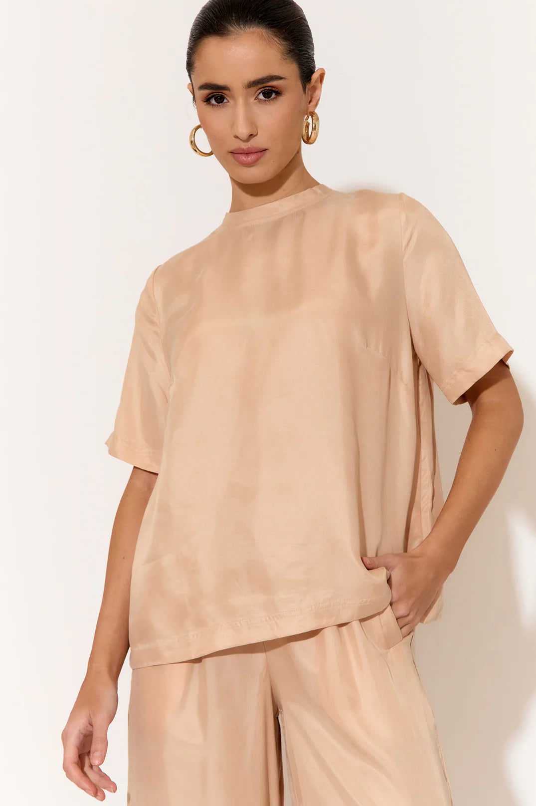 Arden Cupro Top (Camel)