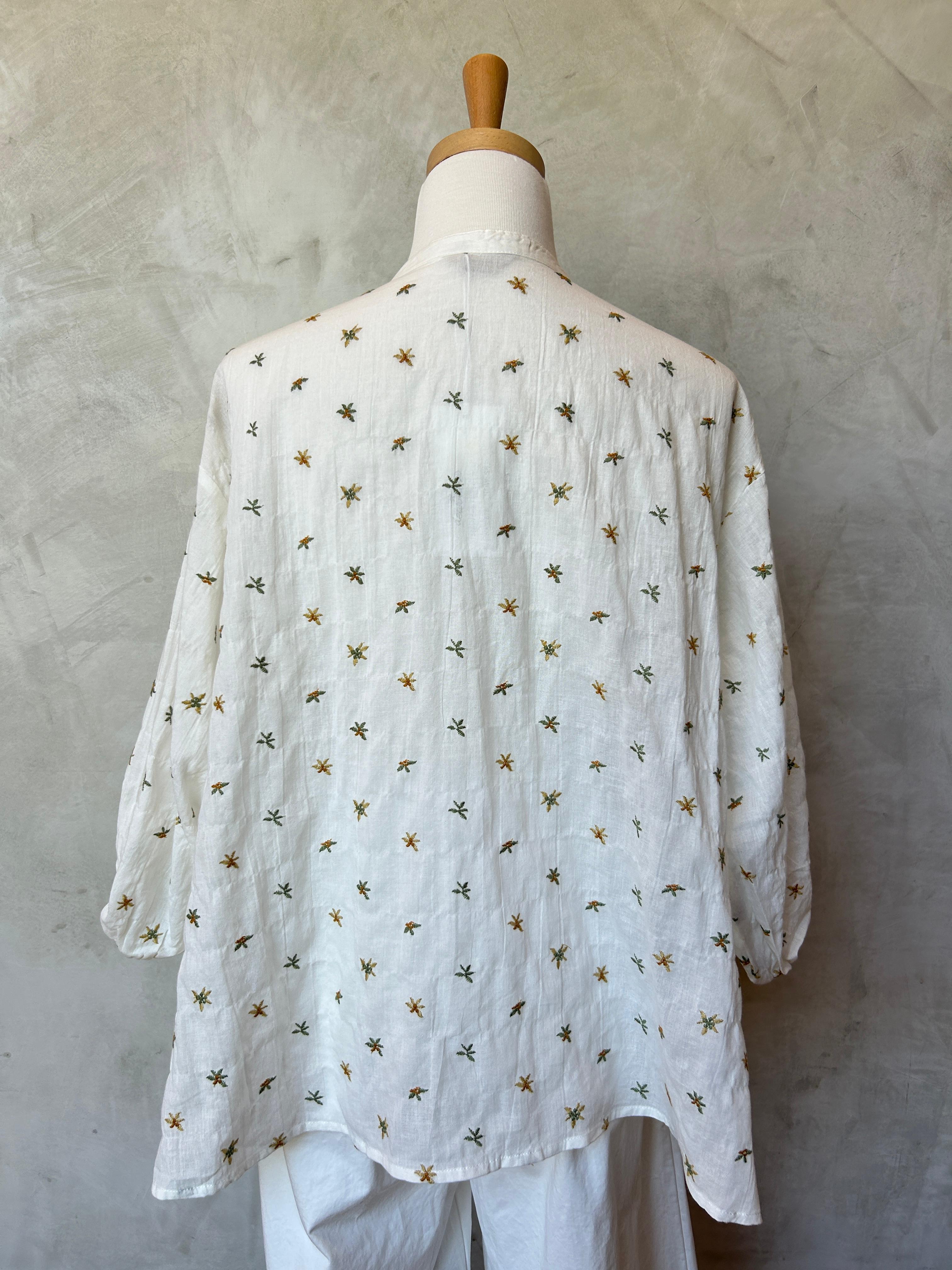 Embroidered Japanese Cotton Blouse - White