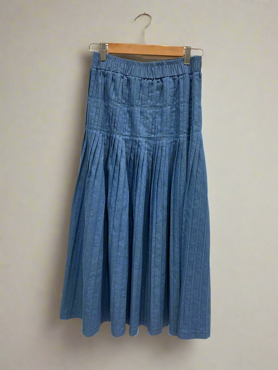 Jenna Pleated Denim Skirt