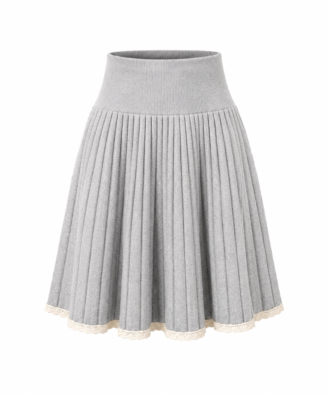 Pleated Lace Knit Skirt