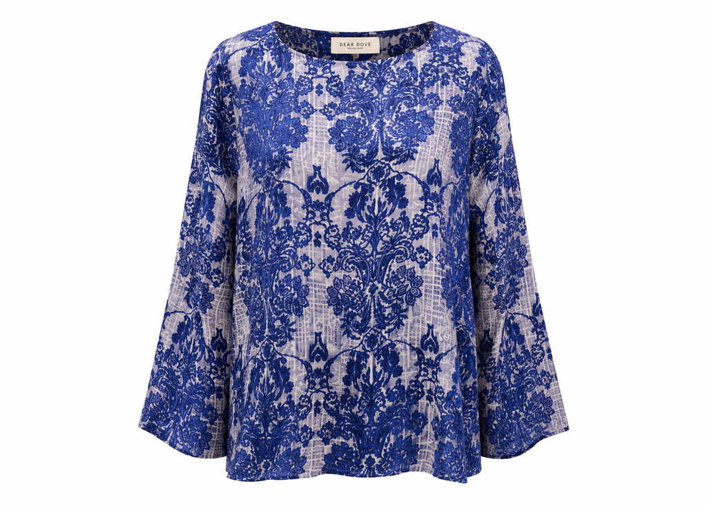 Blue Silk Velvet Blouse