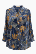 Blue Silk Velvet Blouse