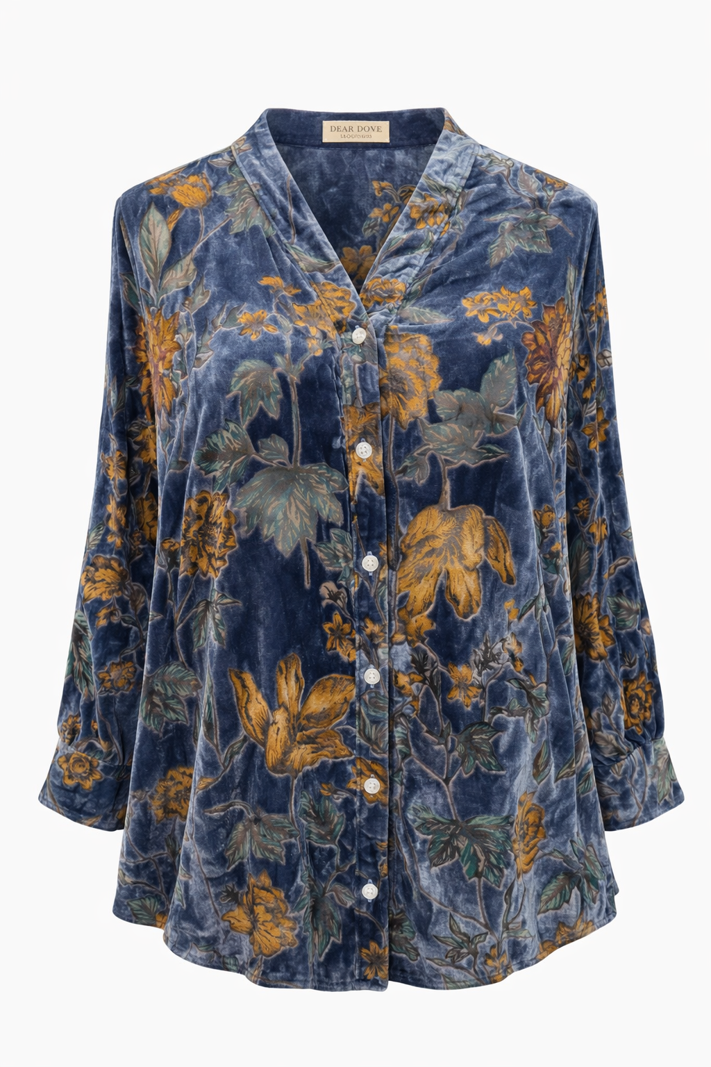 Blue Silk Velvet Blouse