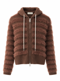 Striped Fluffy Knit Hoodie