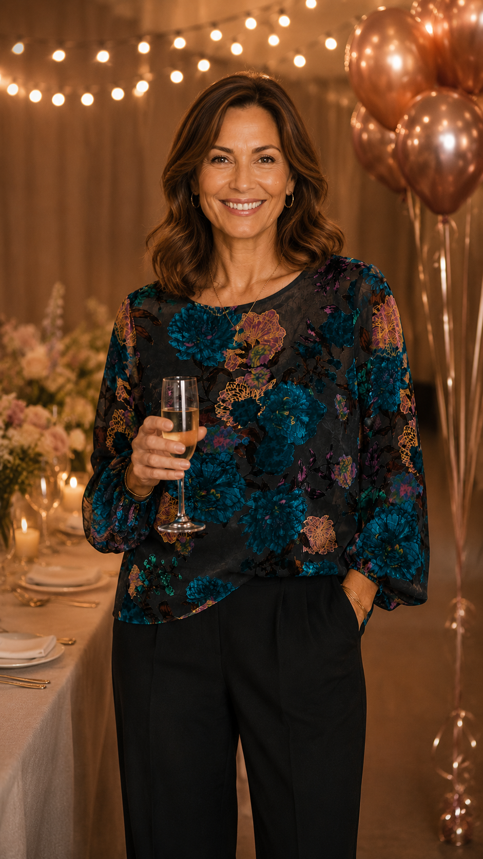 Magdalene Floral Cut Silk Velvet Blouse