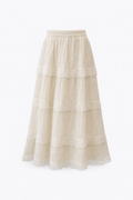 Velvet Lace Tiered Skirt