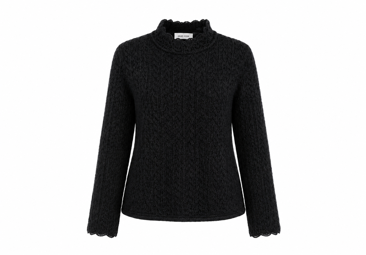 Lace Leaf Turtleneck with Fleece Lining