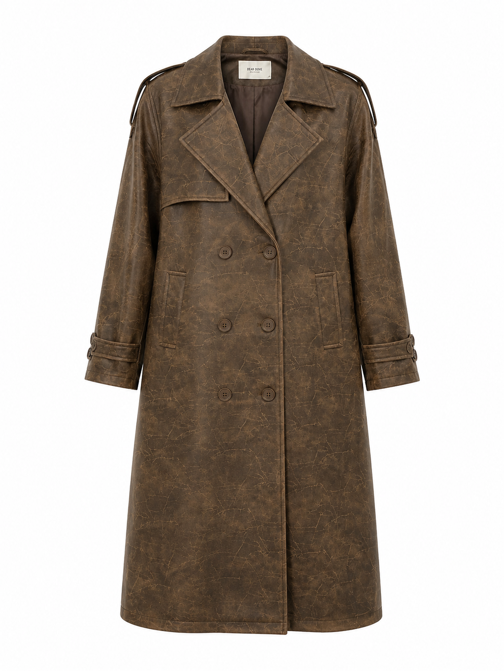 Vintage Faux Leather Trench Coat