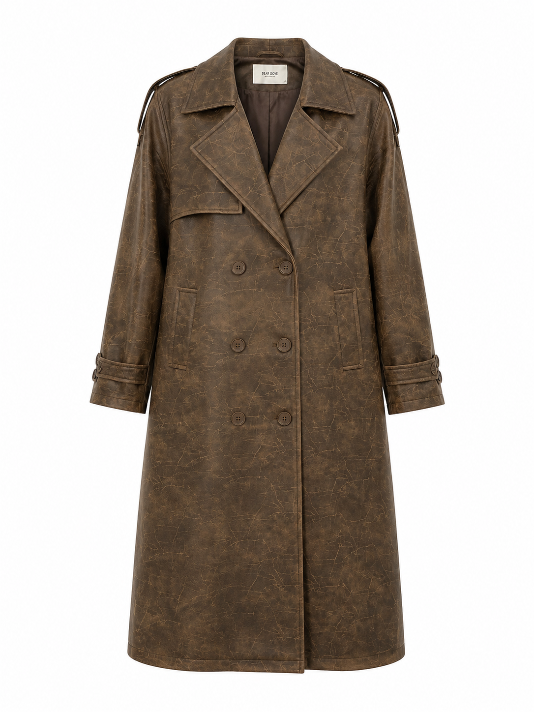 Vintage Faux Leather Trench Coat