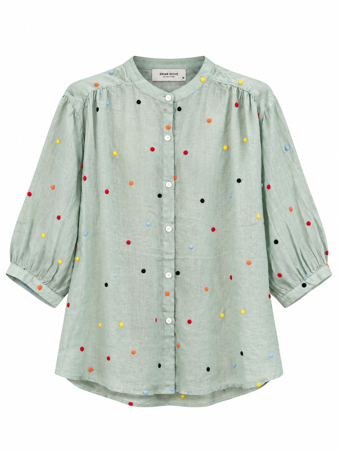 Polkadot Embroidered Linen Blouse