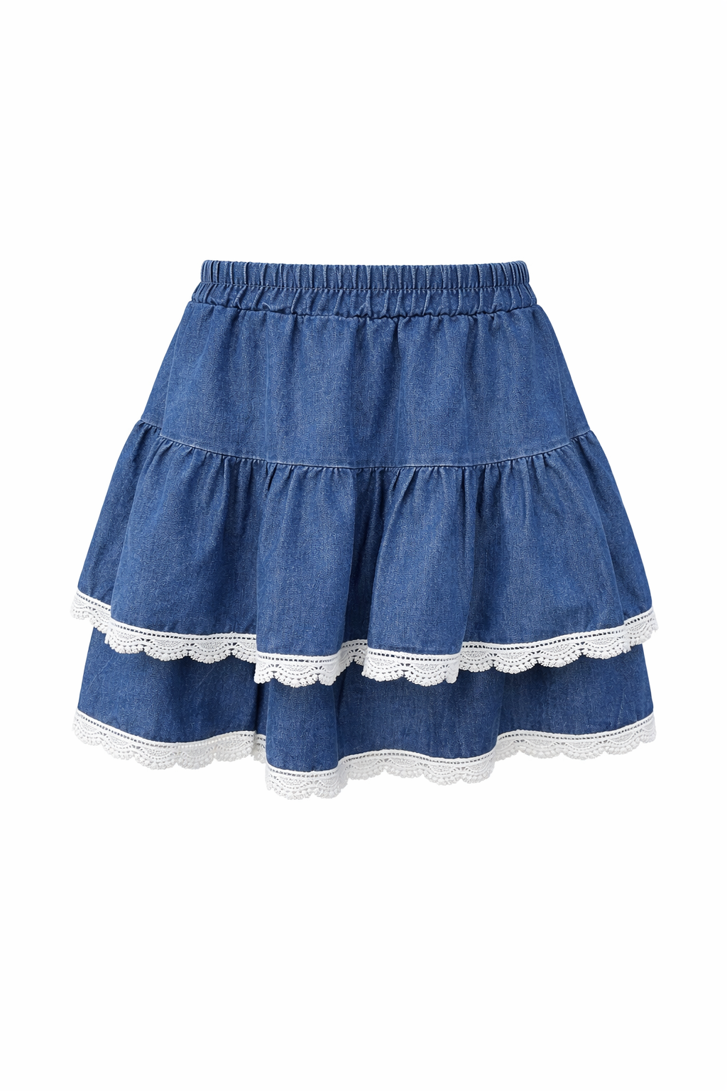 Denim Lace Mini Skirt