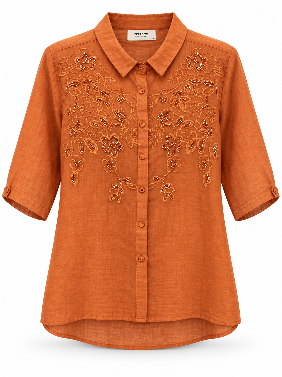 Victoria Embroidered Beaded Linen Shirt