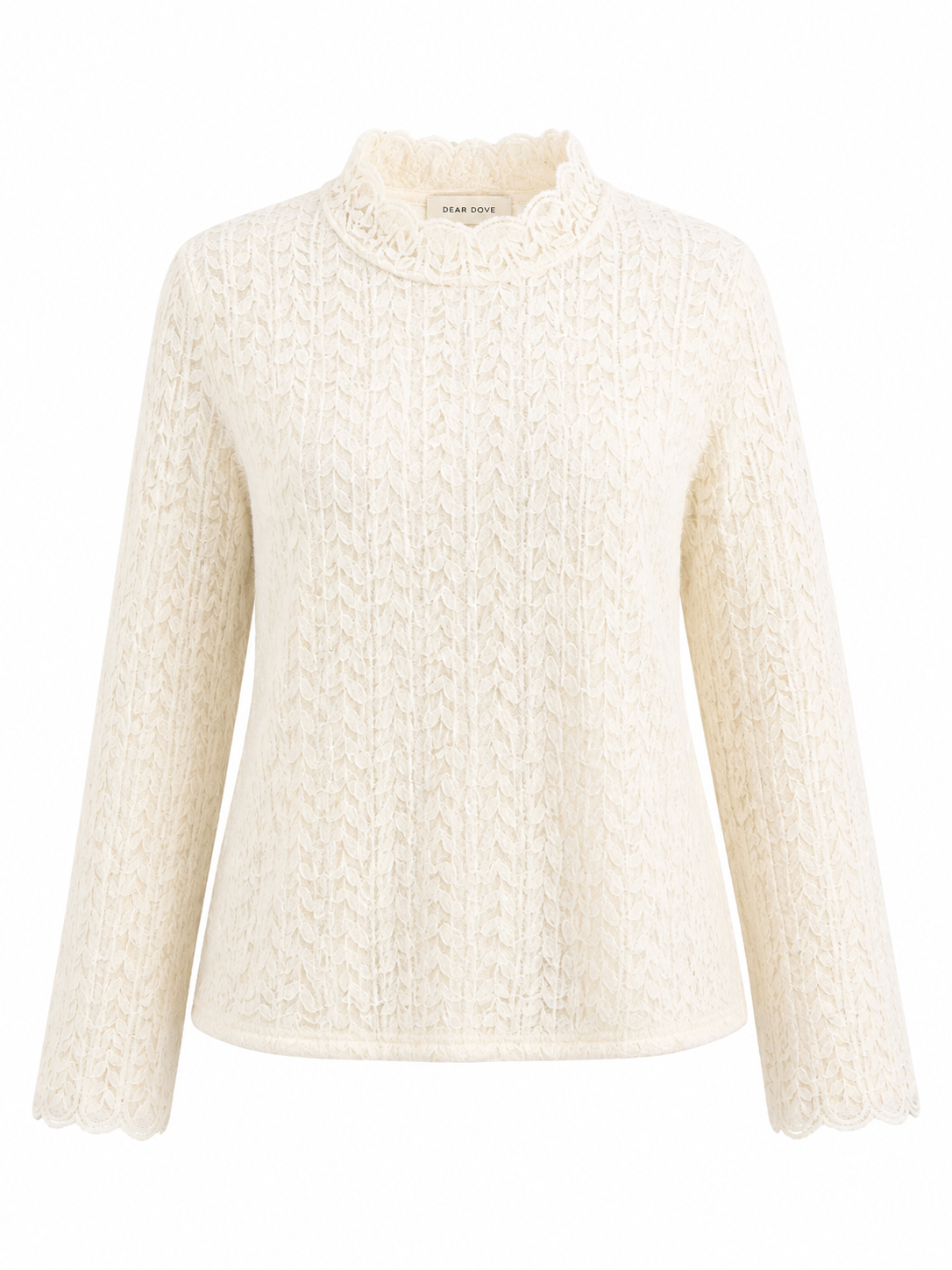 Lace Leaf Turtleneck with Fleece Lining