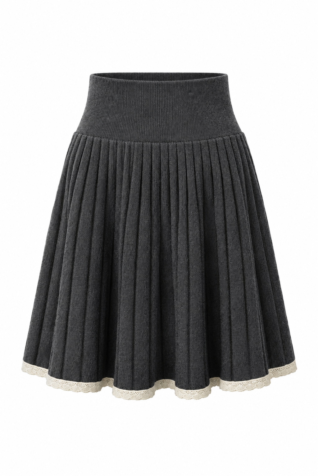 Pleated Lace Knit Skirt