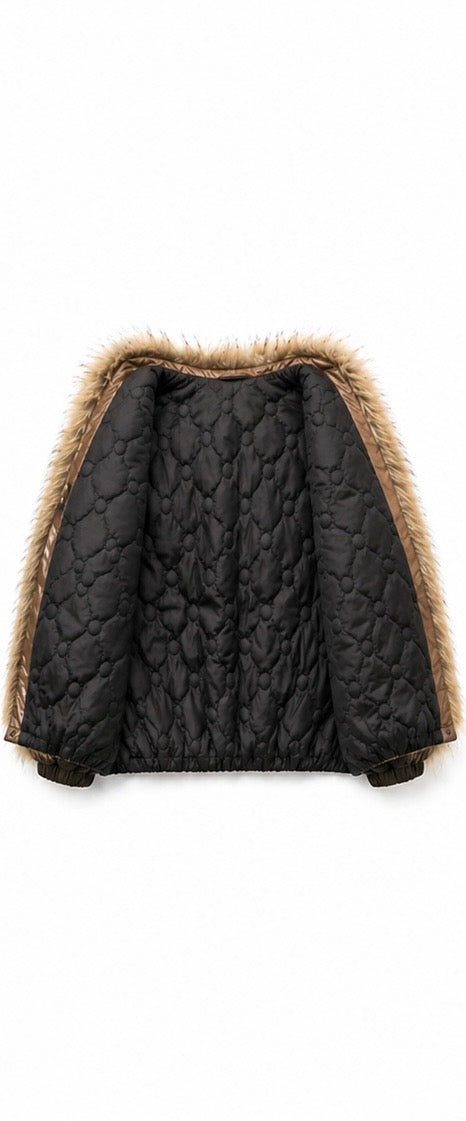 Riley Faux Leather Jacket with Fur Trim