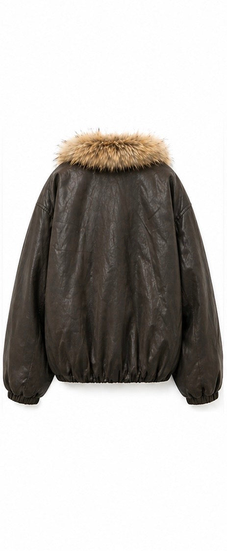 Riley Faux Leather Jacket with Fur Trim