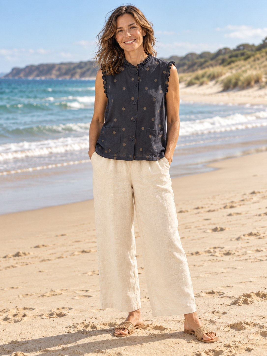 Ainslie Polkadot Linen Blouse