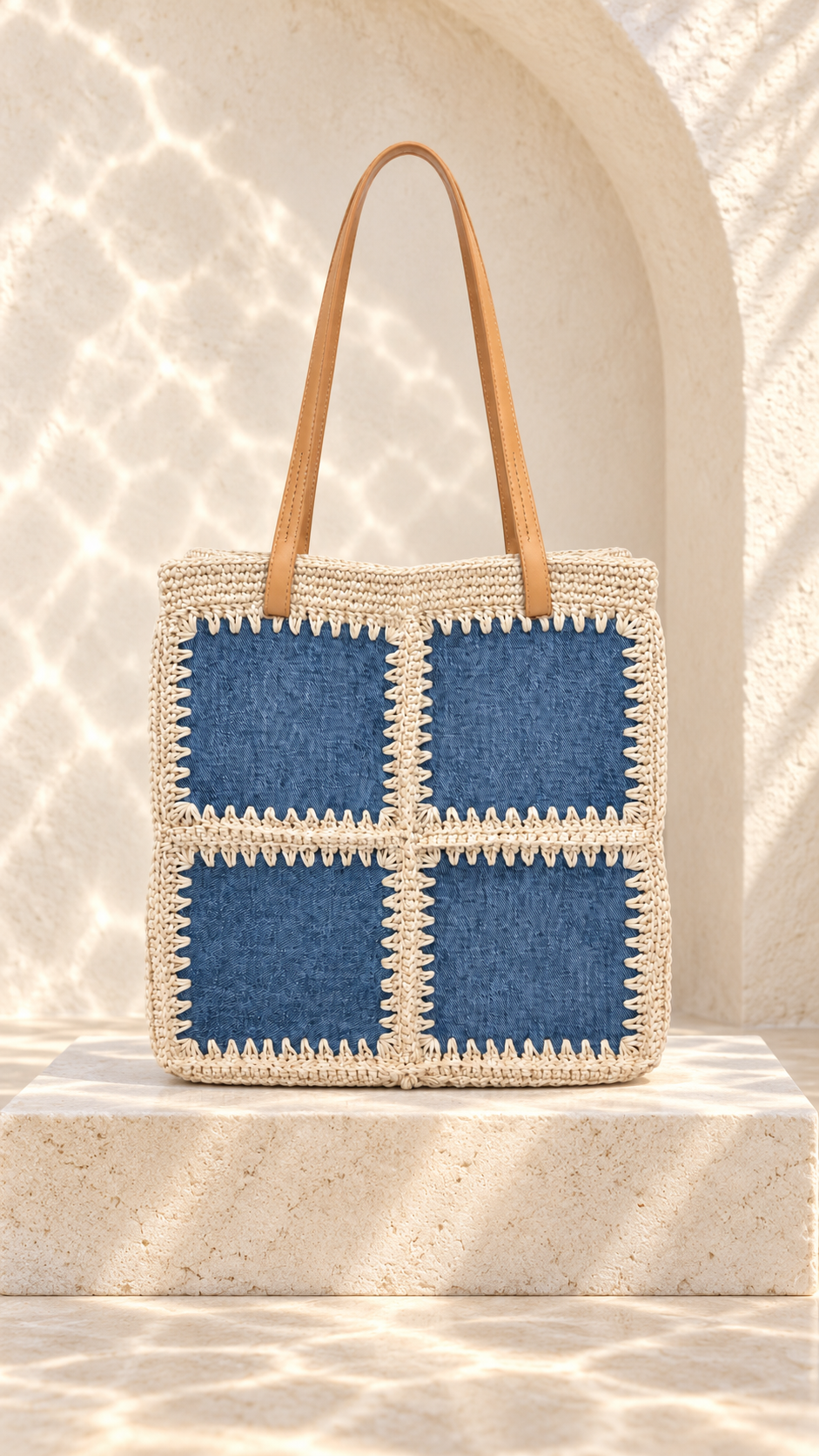 Sanela Denim Leather Tote