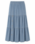 Denim Button Maxi Skirt