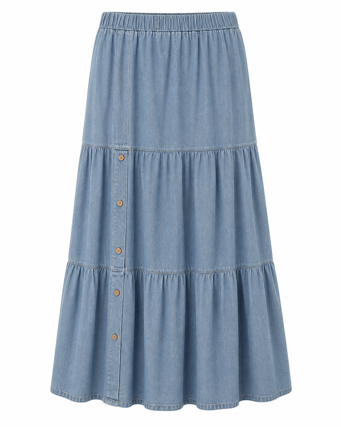Denim Button Maxi Skirt