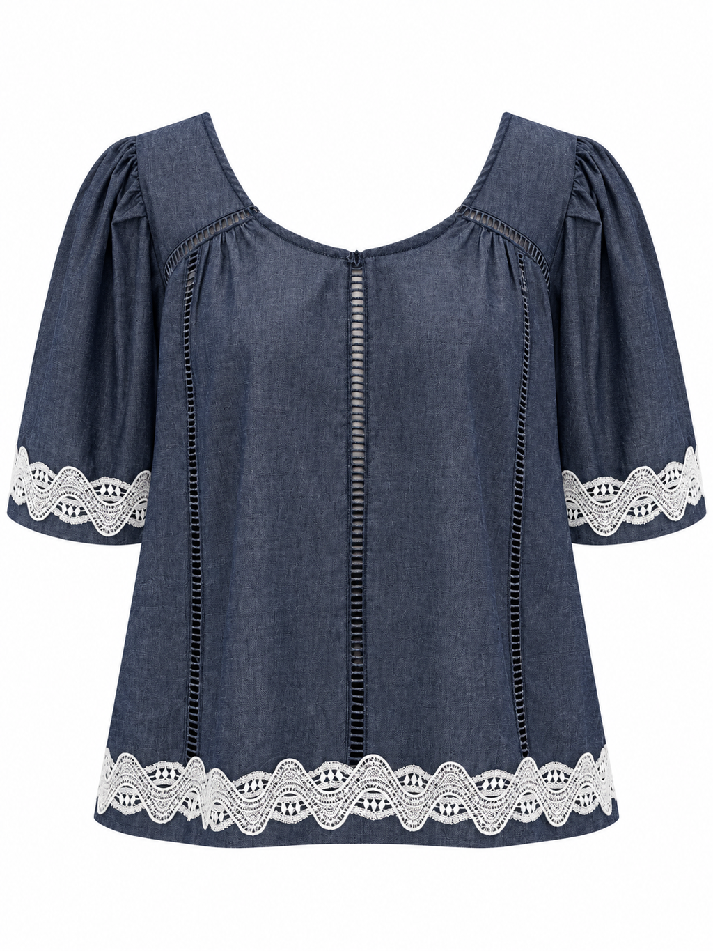 Embroidered Denim Blouse