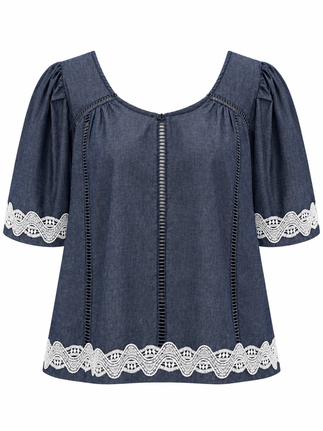 Embroidered Denim Blouse