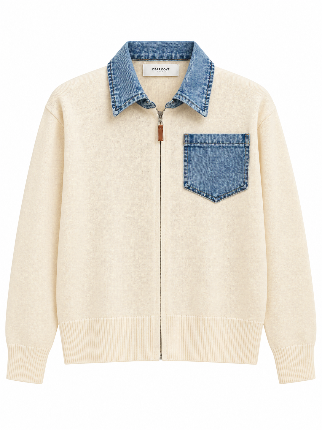 Amelie Denim Trim Knit Jacket