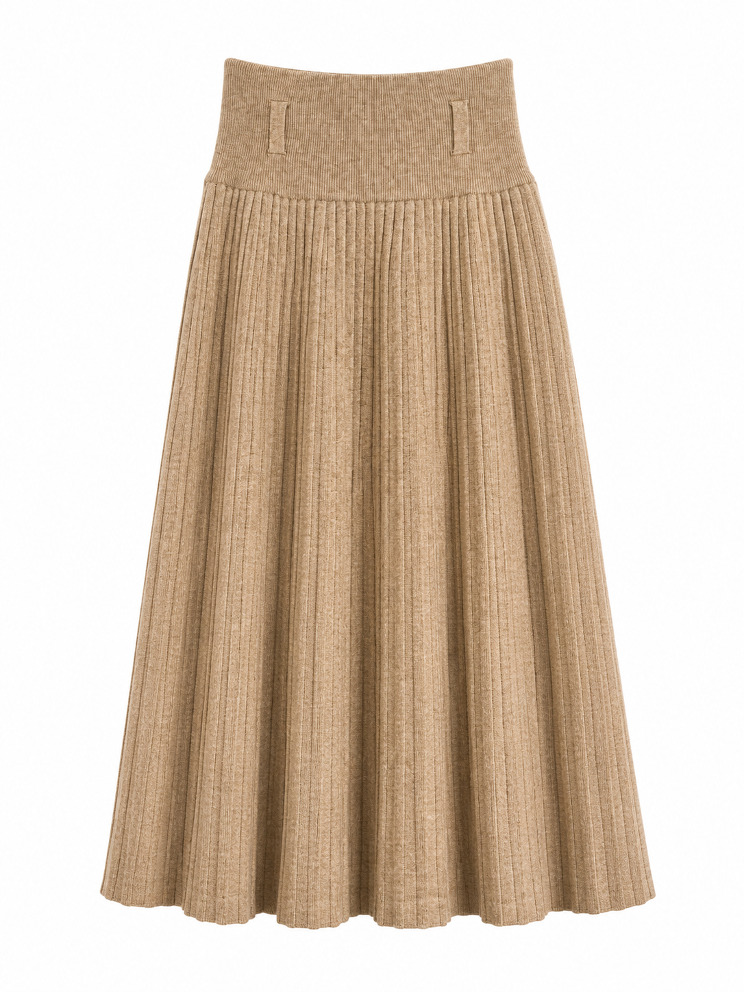 Pleated Knit Midi Skirt