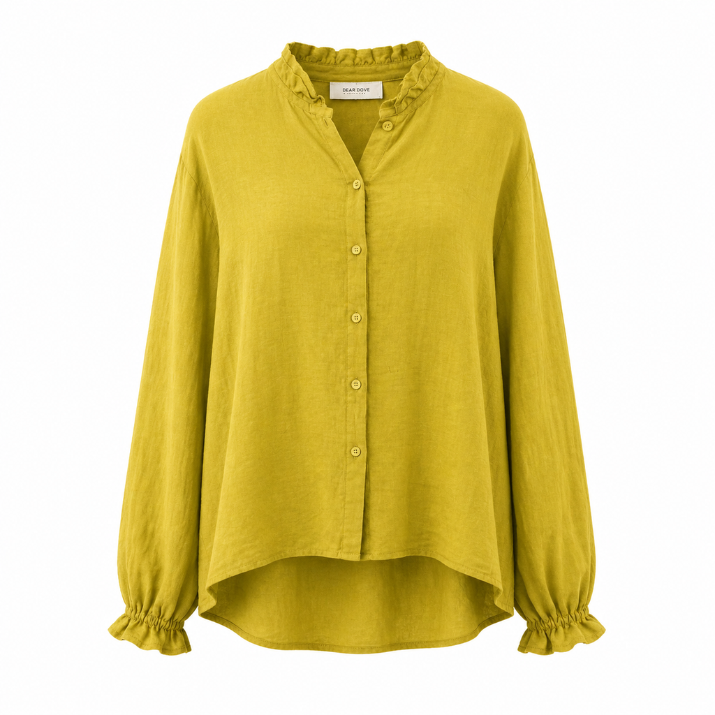 Pleated Sleeve Cotton Blouse