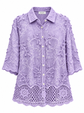 Violet 3D Floral Cotton Shirt