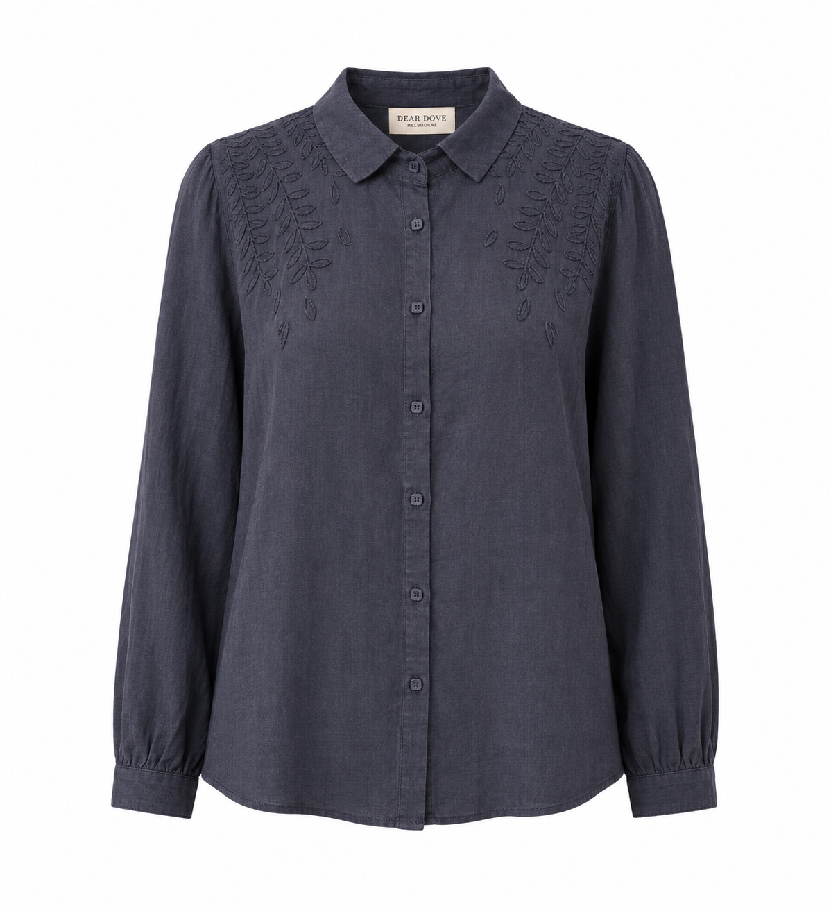 Embroidered Leaf Linen Shirt