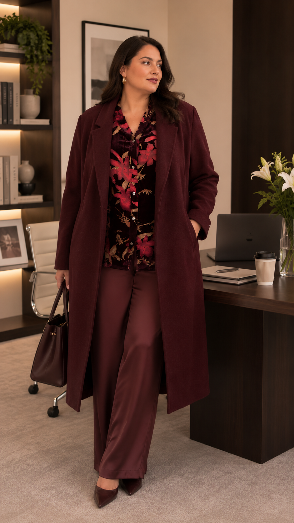 Burgundy Wool Overcoat
