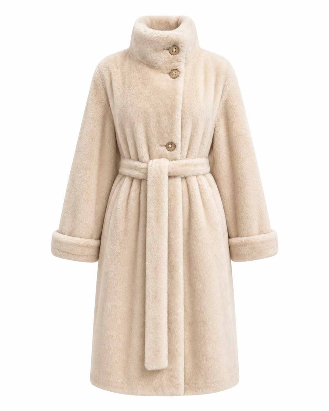 Katerina Funnel Neck Fur Coat