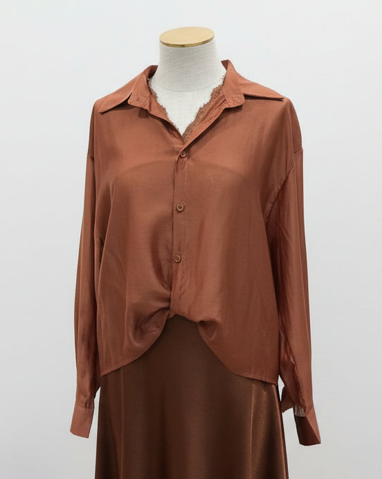 Alia Sheer Shirt and Lace Cami