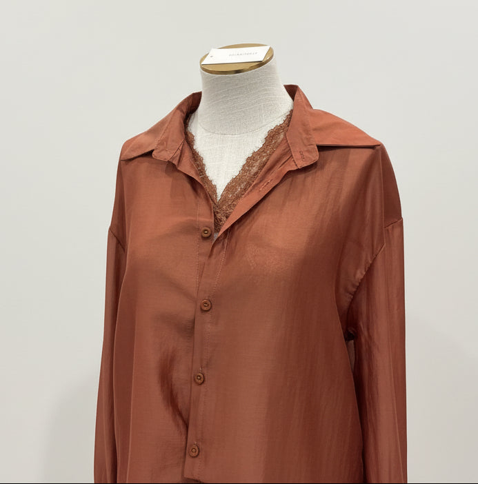 Alia Sheer Shirt and Lace Cami