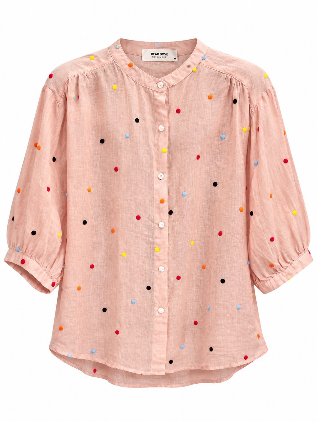 Polkadot Embroidered Linen Blouse