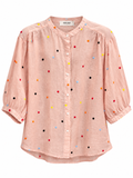 Polkadot Embroidered Linen Blouse