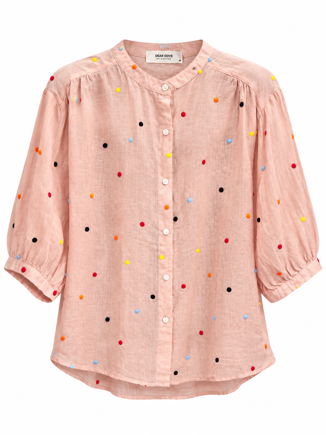 Polkadot Embroidered Linen Blouse