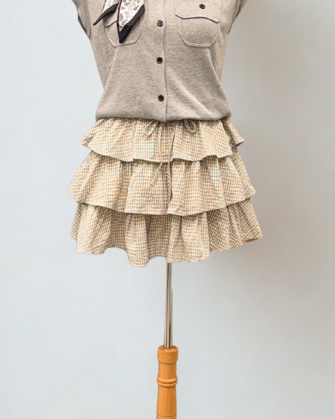 Ribbon Checked Skirt