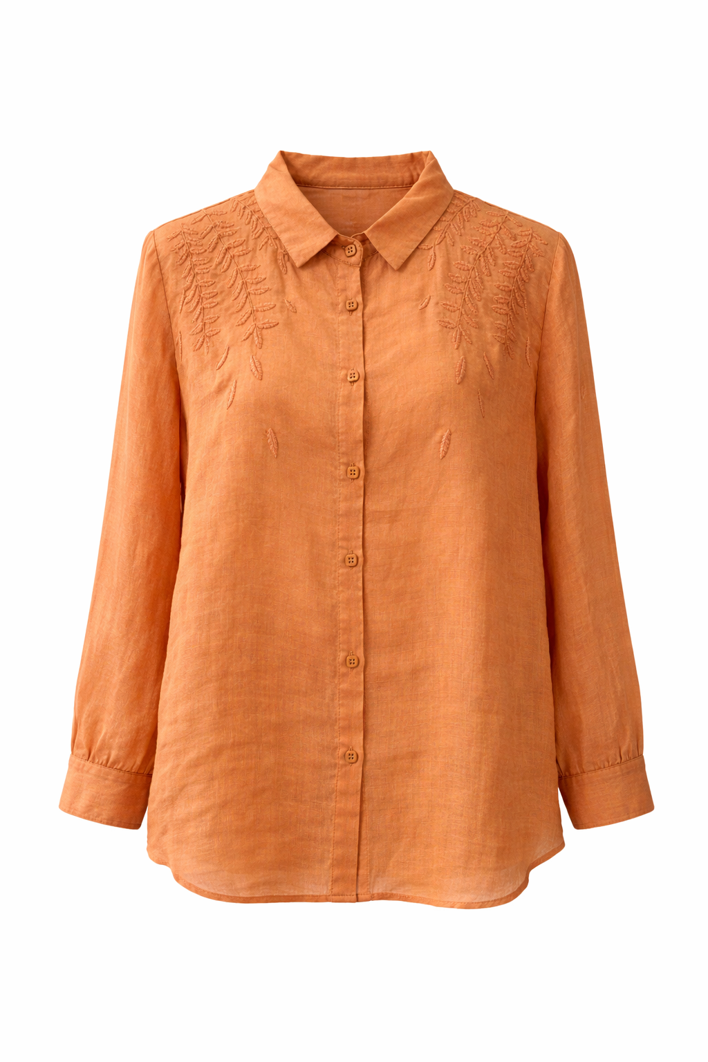 Embroidered Leaf Linen Shirt