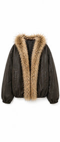 Riley Faux Leather Jacket with Fur Trim