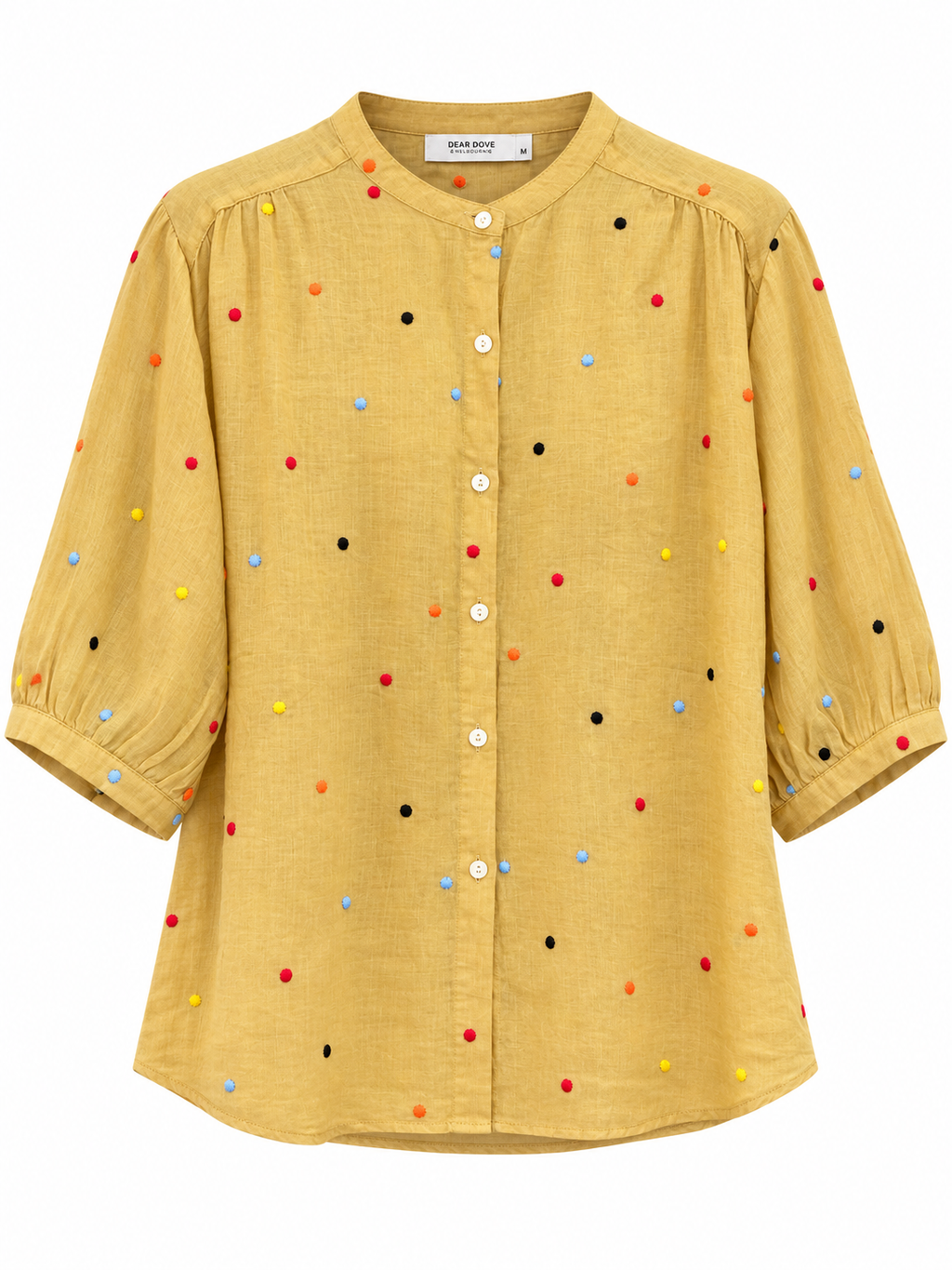 Polkadot Embroidered Linen Blouse