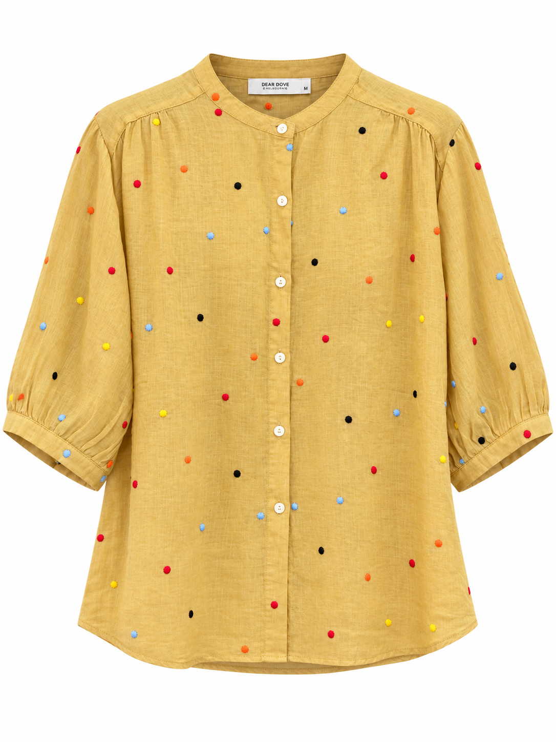 Polkadot Embroidered Linen Blouse