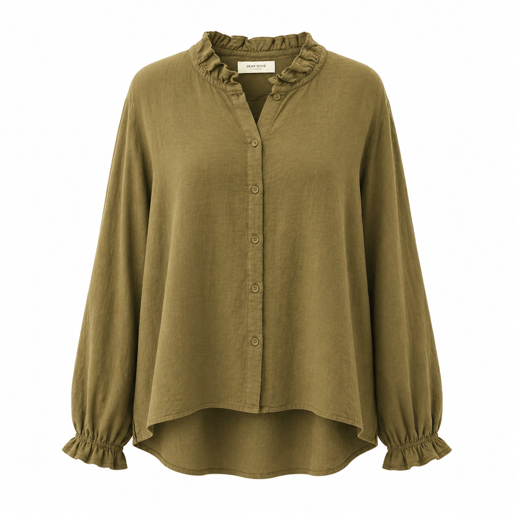 Pleated Sleeve Cotton Blouse
