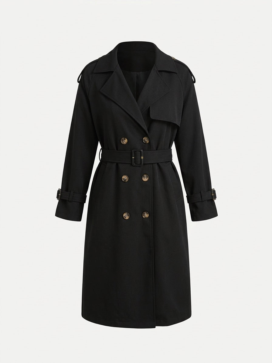 Megan Long Trench Coat with Quilted Lining