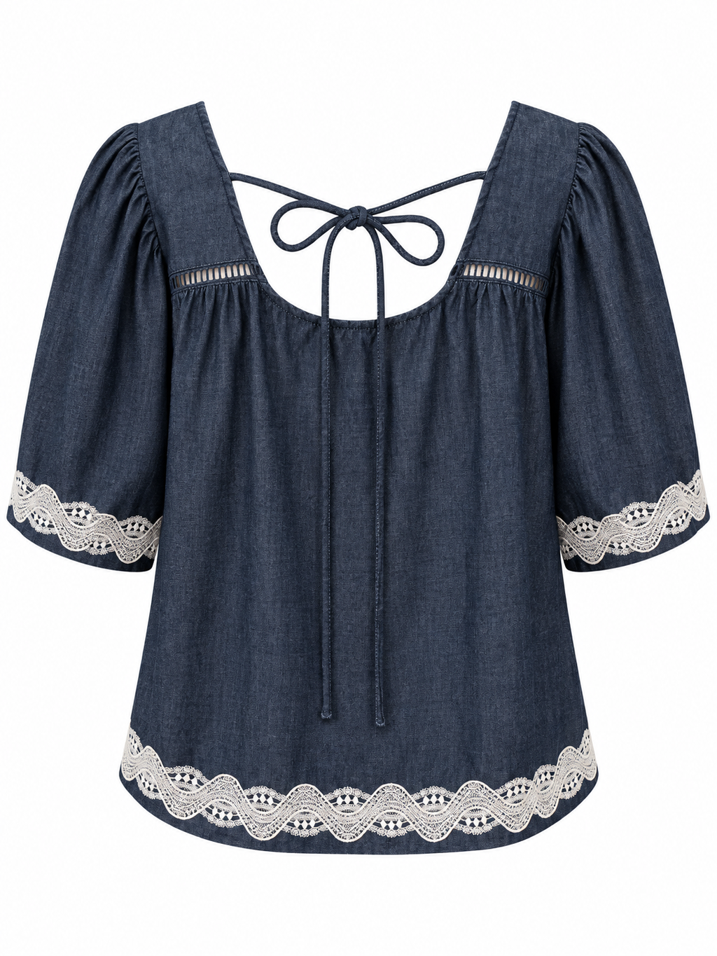 Embroidered Denim Blouse