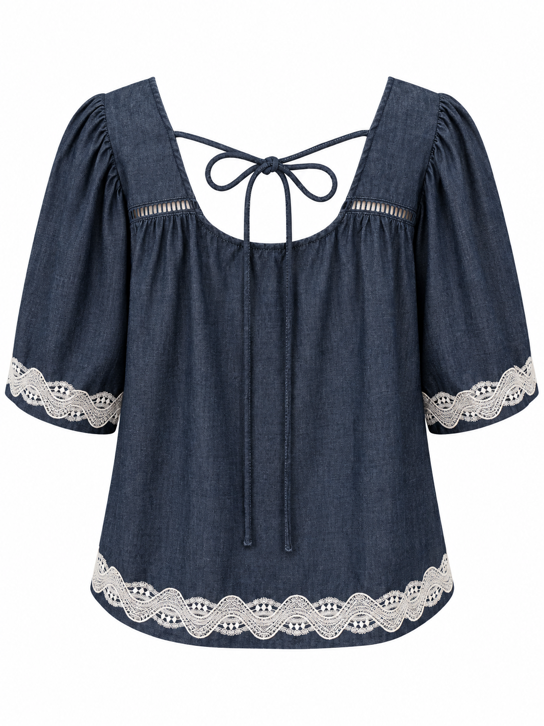 Embroidered Denim Blouse