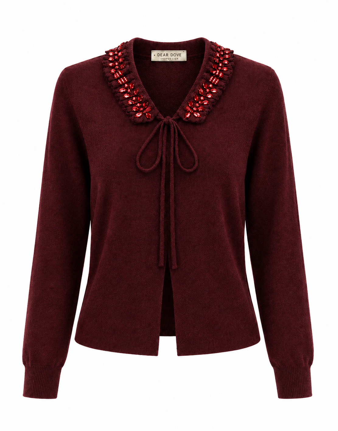 Jewel Collared Knit Top