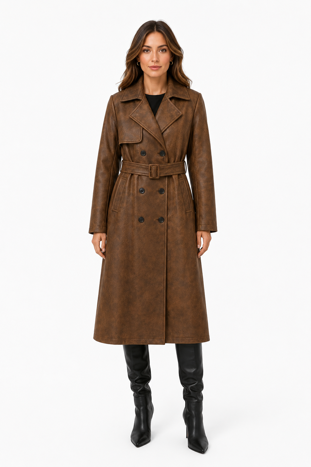 Signature Faux Leather Trench Coat